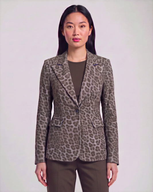 JOLENE LEOPARD BROWNIE WOMEN'S VELVET TAILORED JACKET