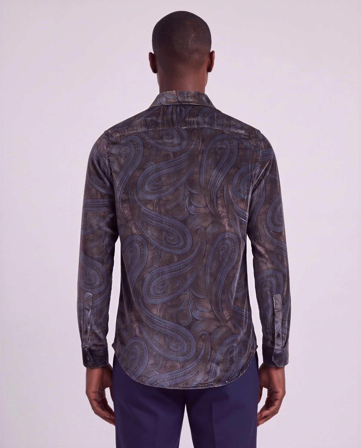 NED PAISLEY BADALONA BROWNIE MEN'S VELVET LONG-SLEEVE SHIRT