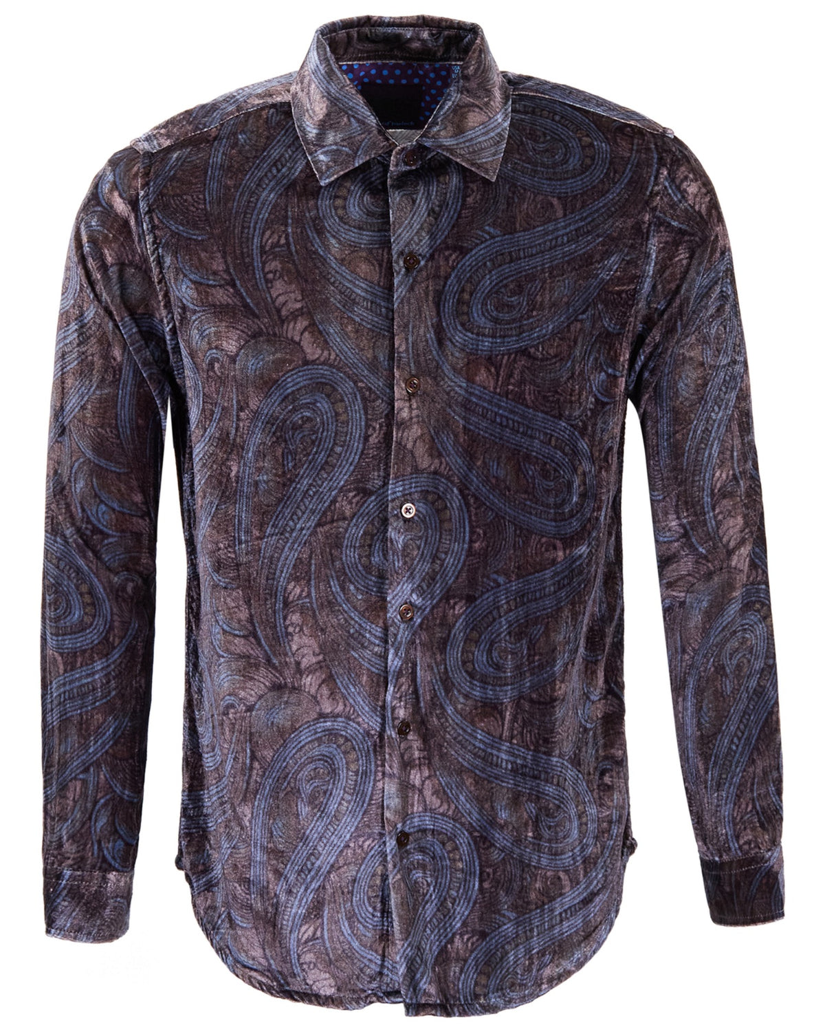 NED PAISLEY BADALONA BROWNIE MEN'S VELVET LONG-SLEEVE SHIRT