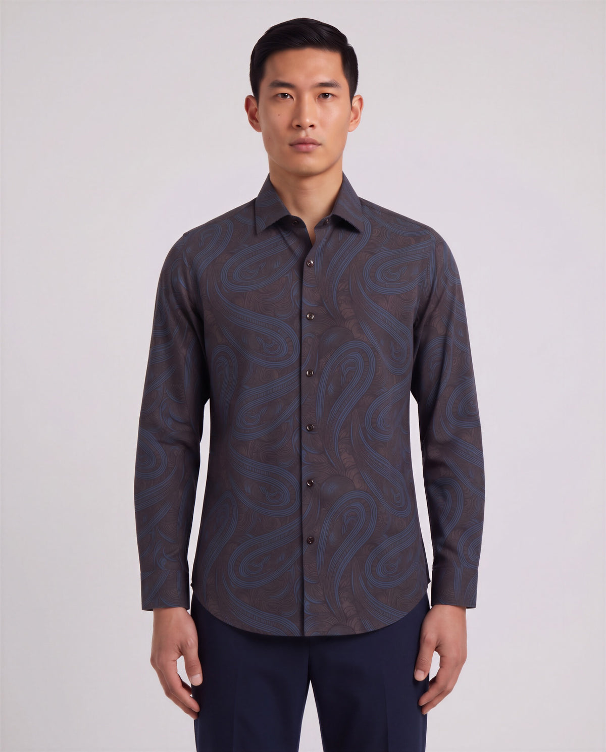 NORMAN PAISLEY BADALONA BROWNIE MEN'S PRINTED COTTON LONG-SLEEVE SHIRT