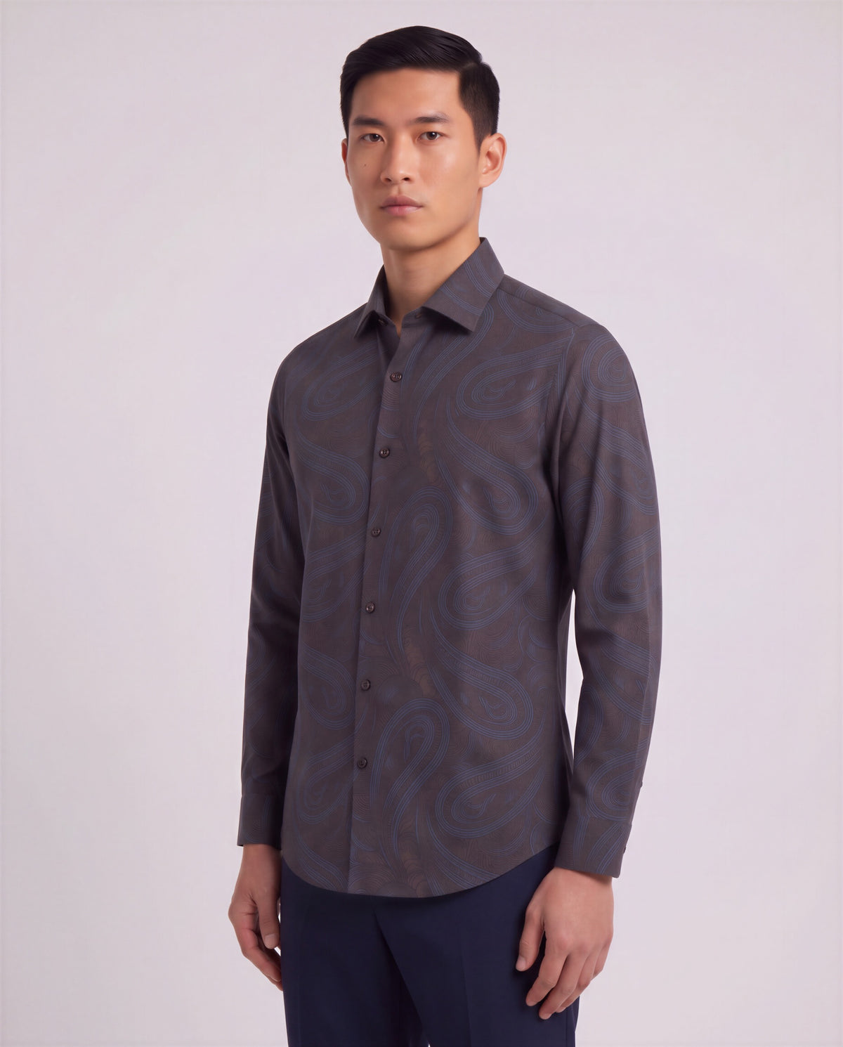 NORMAN PAISLEY BADALONA BROWNIE MEN'S PRINTED COTTON LONG-SLEEVE SHIRT
