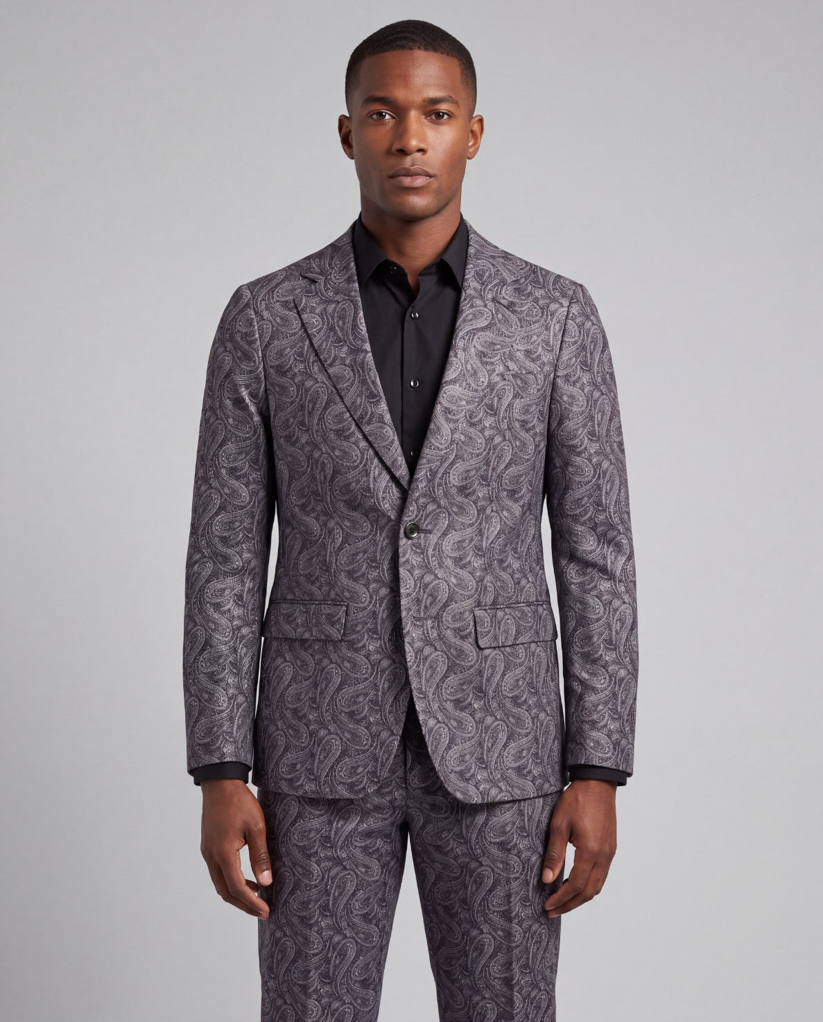 ADRIAN MAURICE PAISLEY SMOKE MEN'S STRETCH COTTON BLAZER