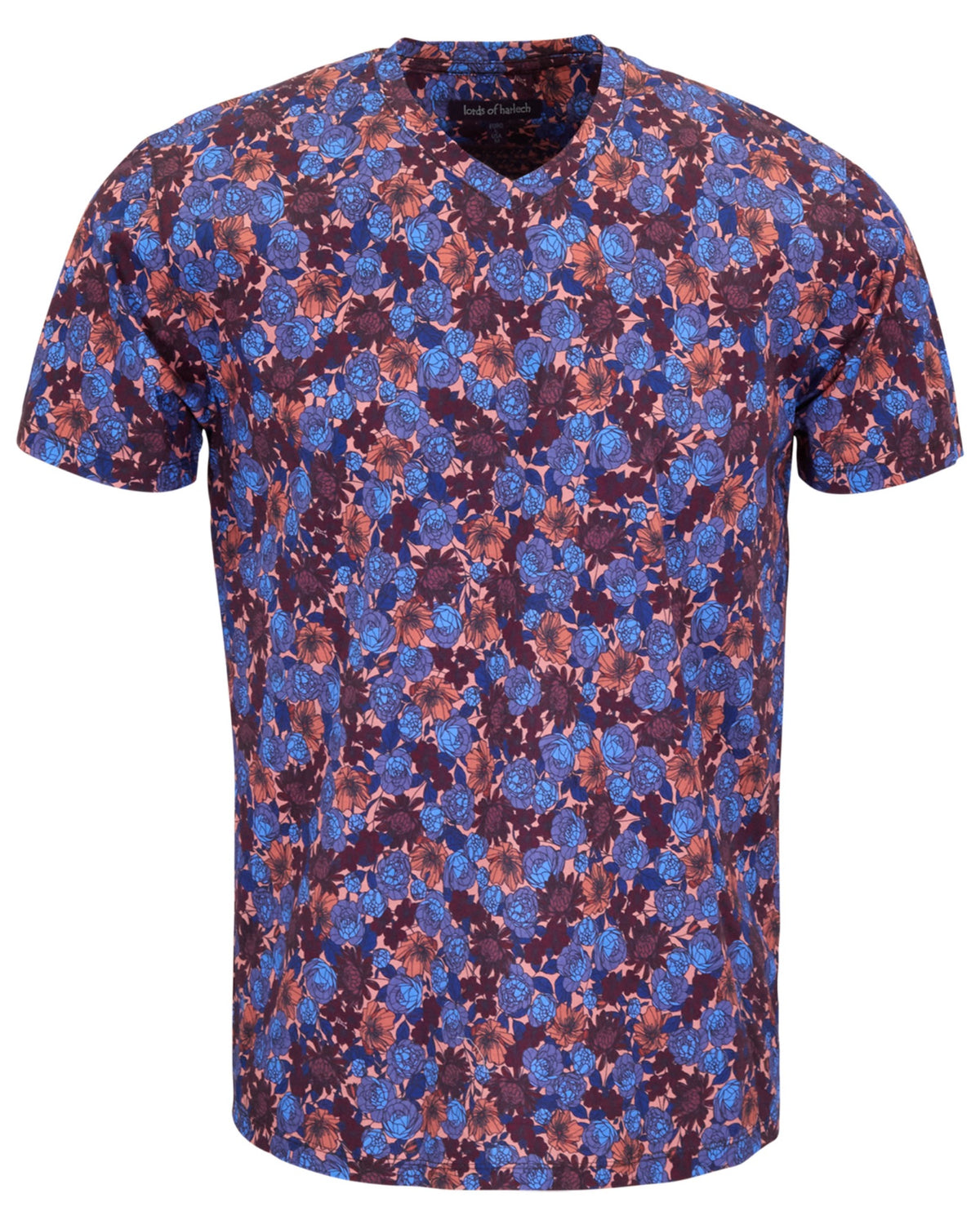 MAZE TERNBERG FLORAL AMBER MEN'S STRETCH COTTON V-NECK TEE