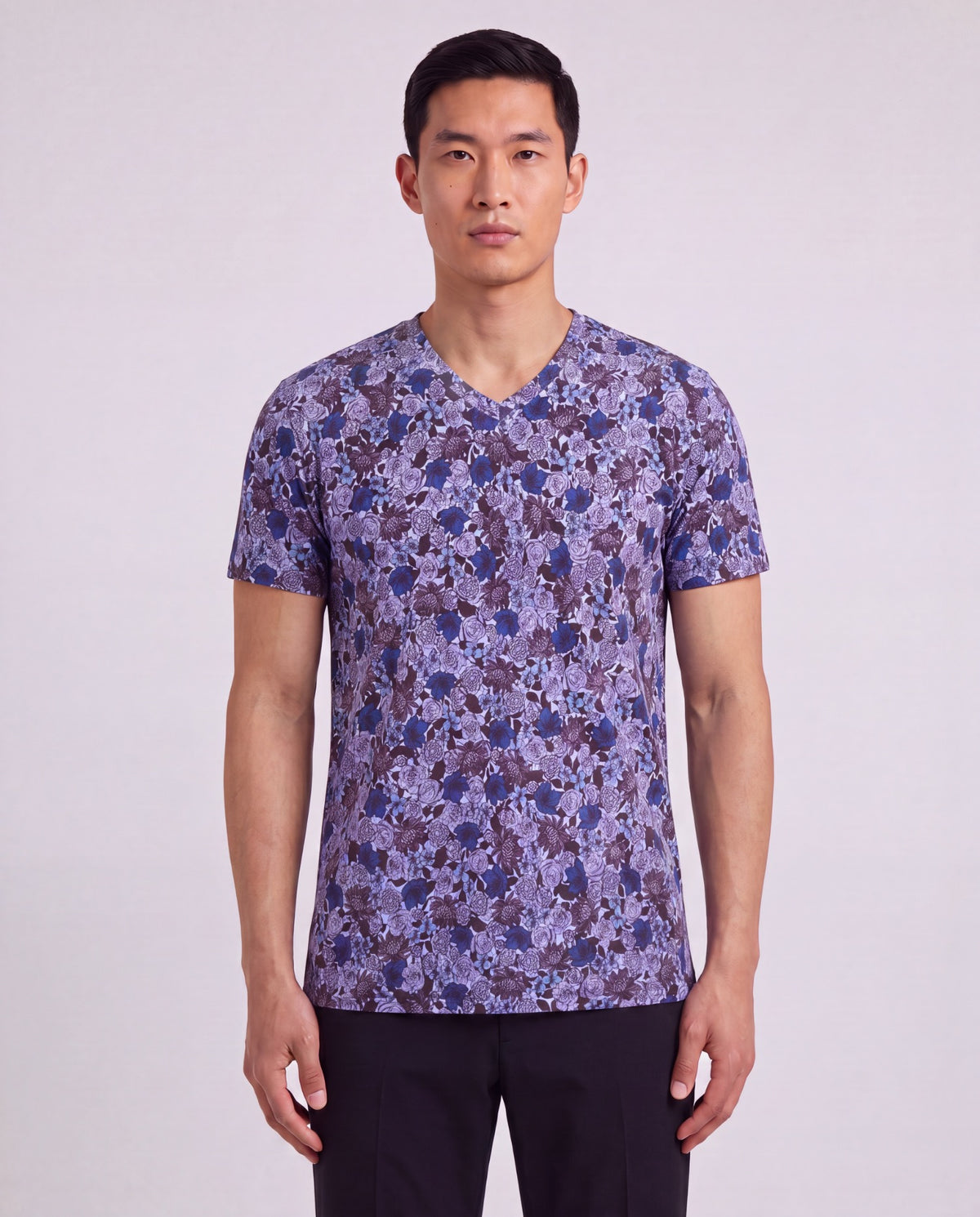 MAZE TERNBERG FLORAL BROWNIE MEN'S STRETCH COTTON V-NECK TEE