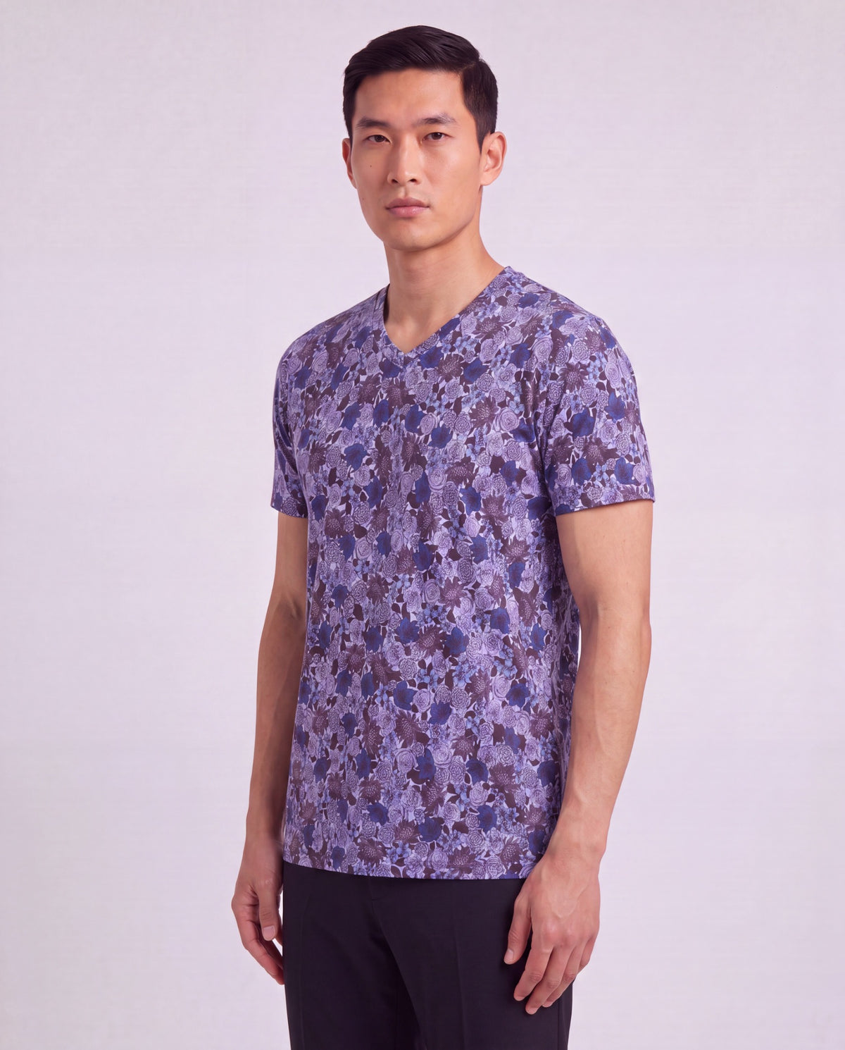 MAZE TERNBERG FLORAL BROWNIE MEN'S STRETCH COTTON V-NECK TEE