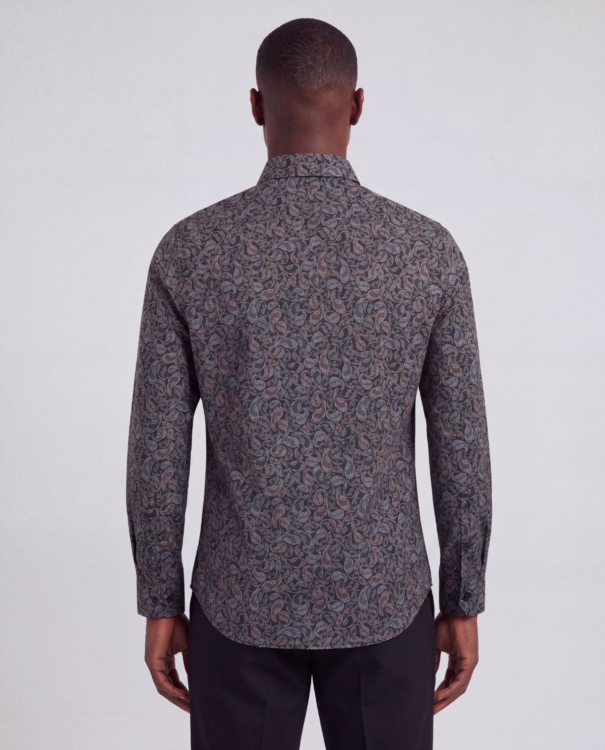 MORRIS INKED PAISLEY SMOKE MEN'S PRINTED COTTON BUTTON-DOWN SHIRT