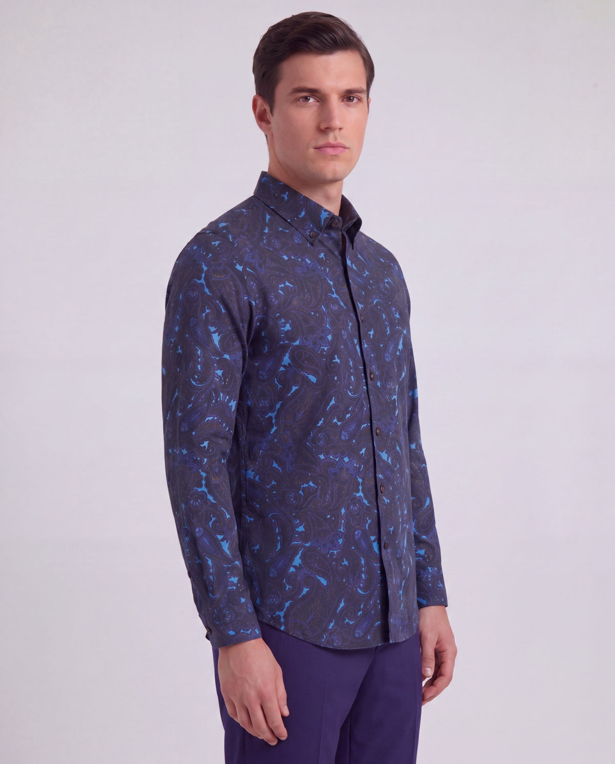 MORRIS LANNACH PAISLEY BROWNIE MEN'S PRINTED COTTON BUTTON-DOWN SHIRT