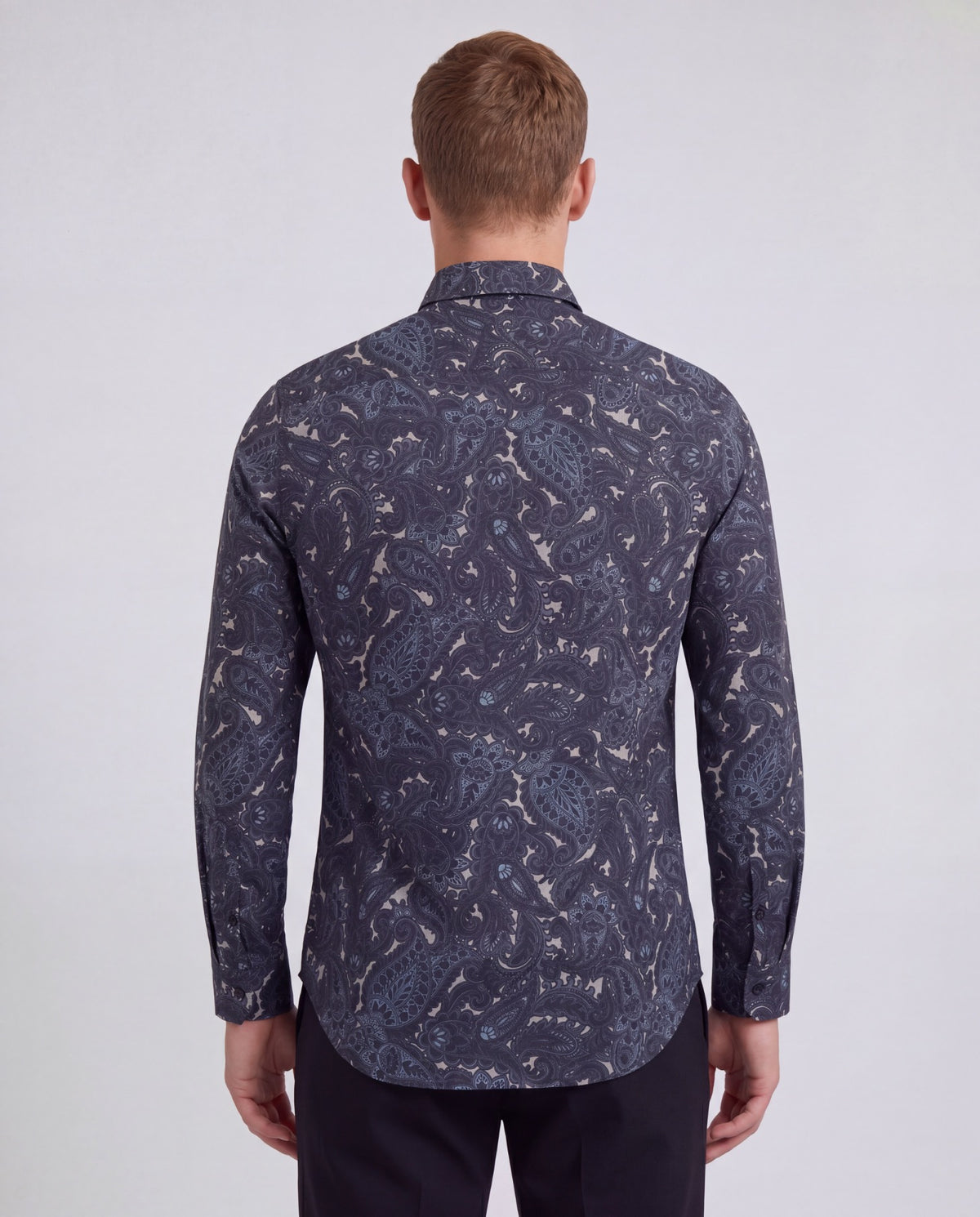 MORRIS LANNACH PAISLEY SMOKE MEN'S PRINTED COTTON BUTTON-DOWN SHIRT