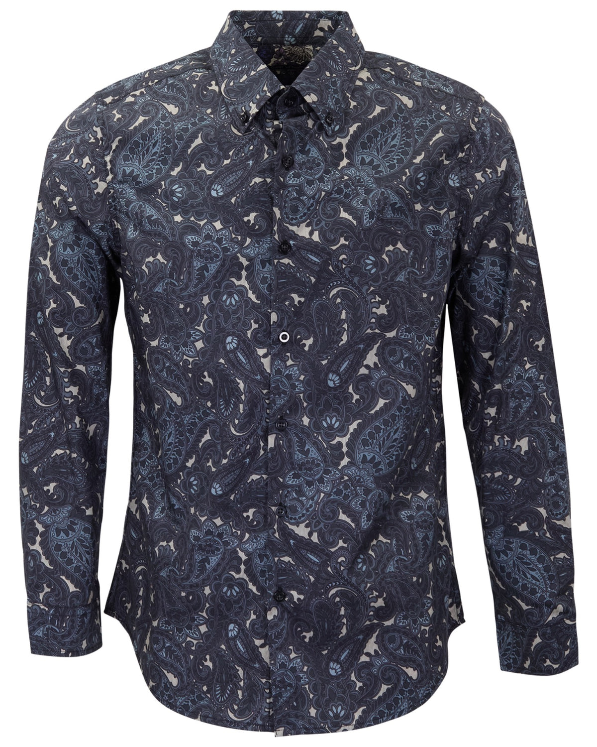 MORRIS LANNACH PAISLEY SMOKE MEN'S PRINTED COTTON BUTTON-DOWN SHIRT