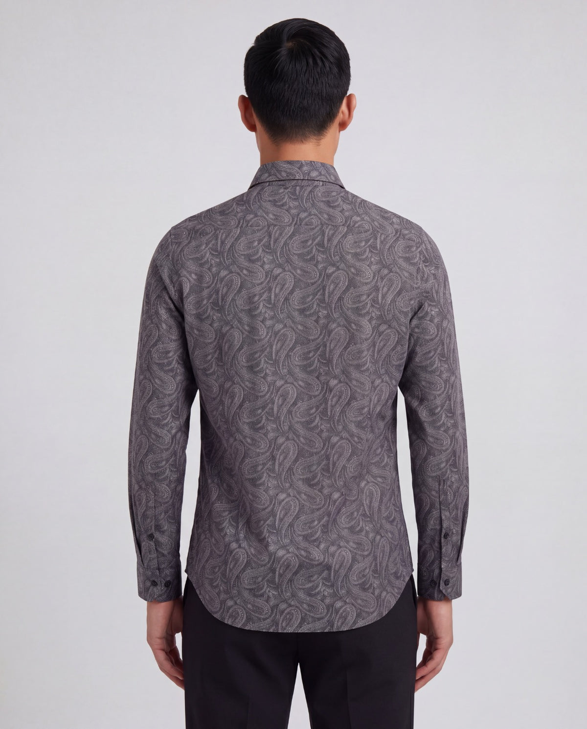 MORRIS MAURICE PAISLEY SMOKE MEN'S PRINTED COTTON BUTTON-DOWN SHIRT