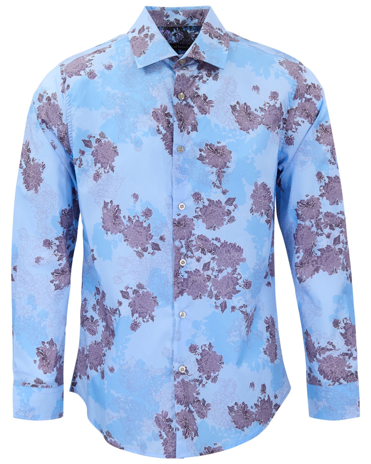 NIGEL LANS FLORAL BLUE MEN'S PRINTED COTTON LONG-SLEEVE SHIRT