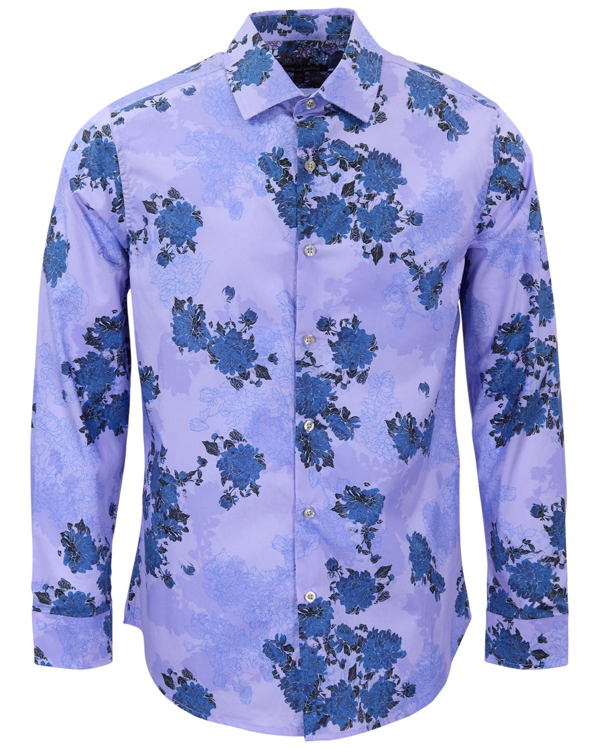 NIGEL LANS FLORAL LAVENDER MEN'S PRINTED COTTON LONG-SLEEVE SHIRT