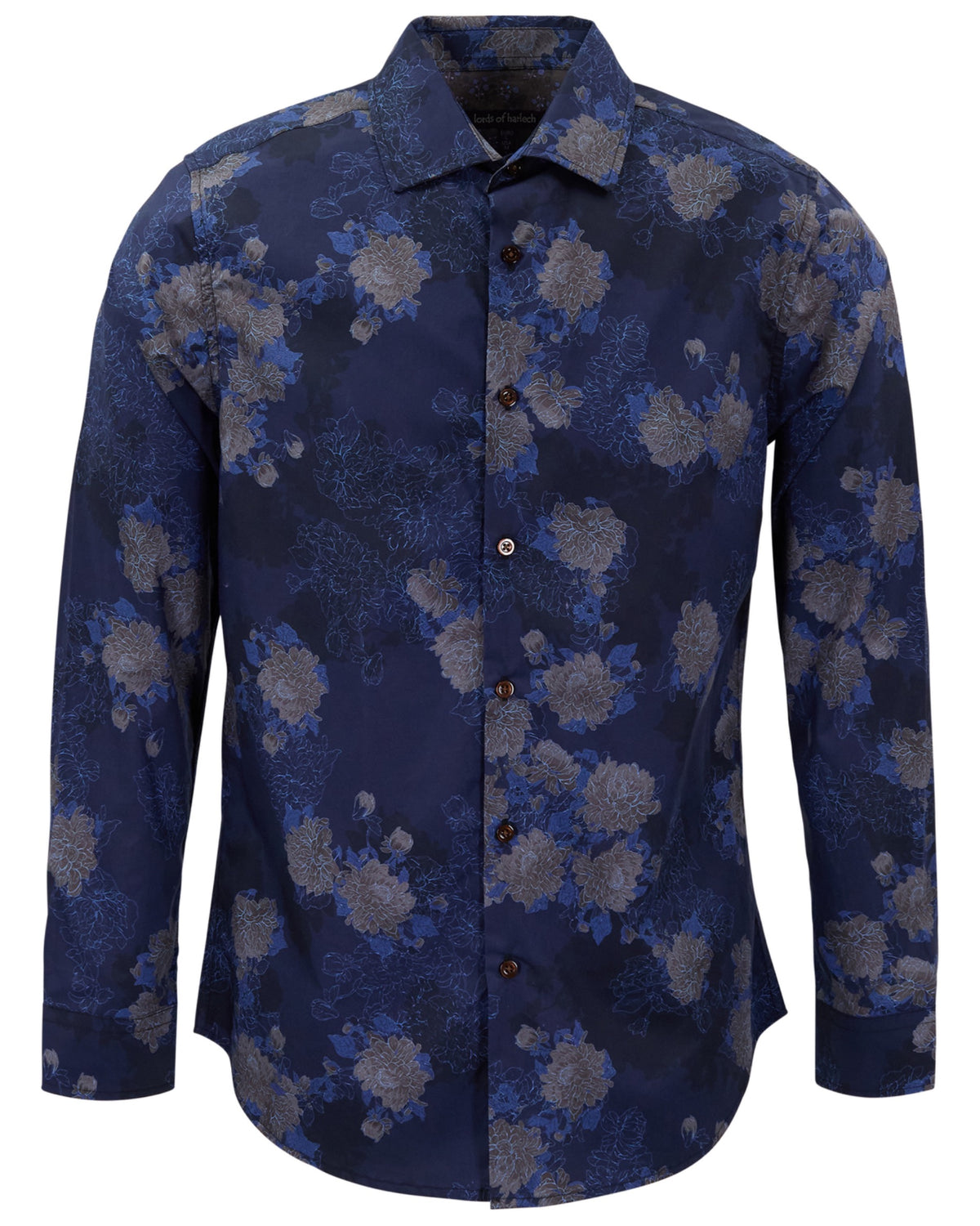 NIGEL LANS FLORAL NAVY MEN'S PRINTED COTTON LONG-SLEEVE SHIRT