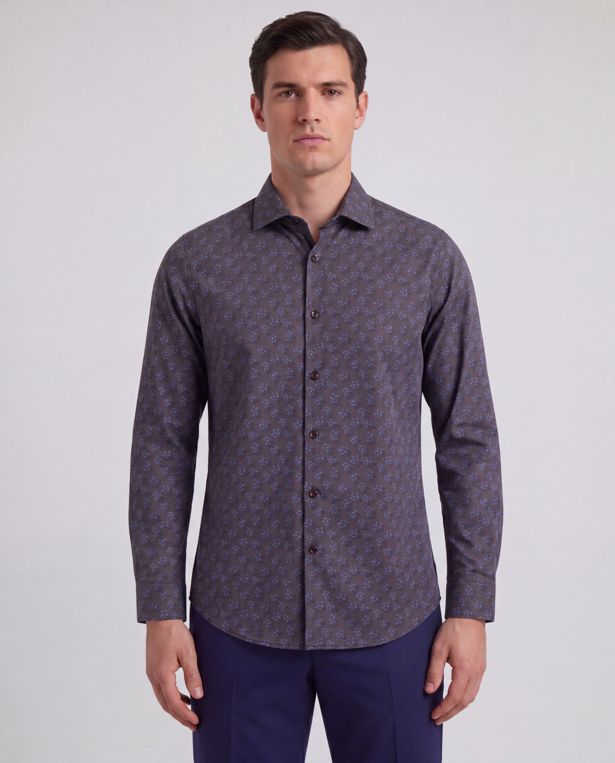 NIGEL VIENNA FLORAL BROWNIE MEN'S PRINTED COTTON LONG-SLEEVE SHIRT