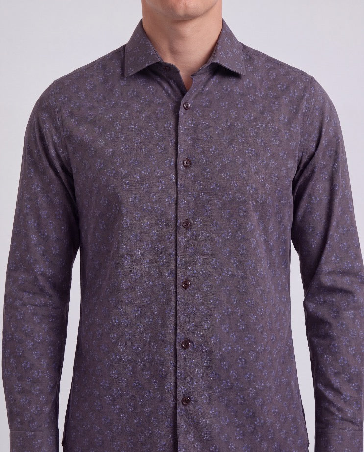 NIGEL VIENNA FLORAL BROWNIE MEN'S PRINTED COTTON LONG-SLEEVE SHIRT