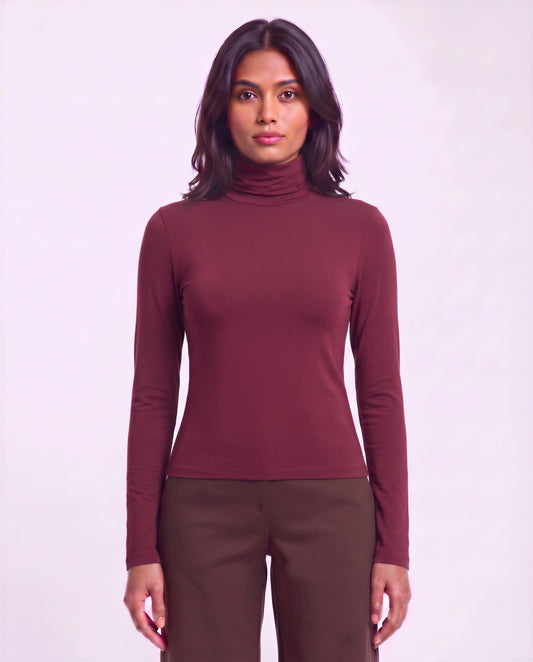 KATE PORT WOMEN'S LYOCELL STRETCH TURTLENECK