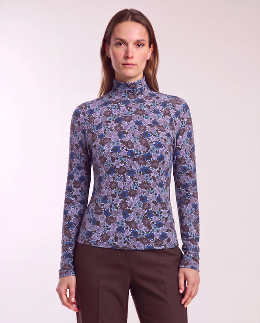 KATE TERNBERG FLORAL BROWNIE WOMEN'S LYOCELL STRETCH TURTLENECK
