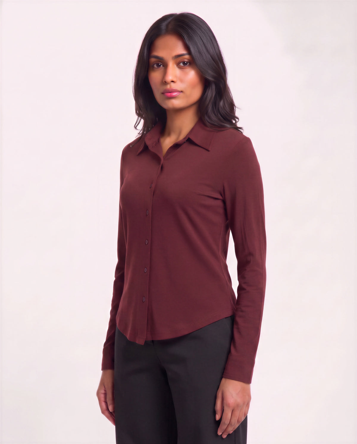STEPHANIE PORT WOMEN'S LYOCELL STRETCH LONG-SLEEVE SHIRT