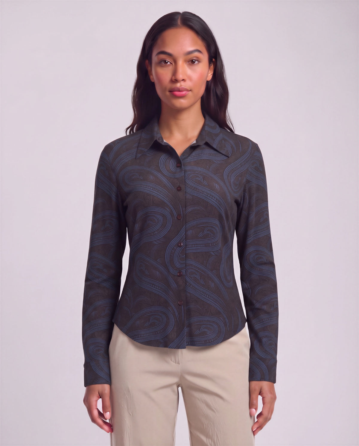 SCARLET PAISLEY BADALONA BROWNIE WOMEN'S MERINO JERSEY LONG-SLEEVE SHIRT