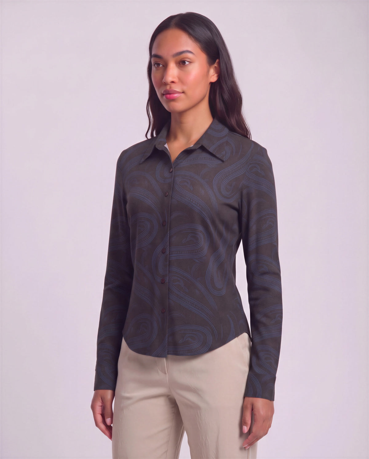 SCARLET PAISLEY BADALONA BROWNIE WOMEN'S MERINO JERSEY LONG-SLEEVE SHIRT