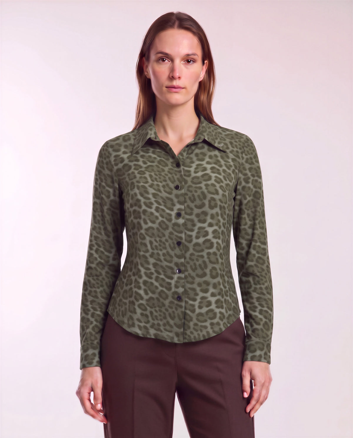 SCARLET LEOPARD SAGE WOMEN'S MERINO JERSEY LONG-SLEEVE SHIRT