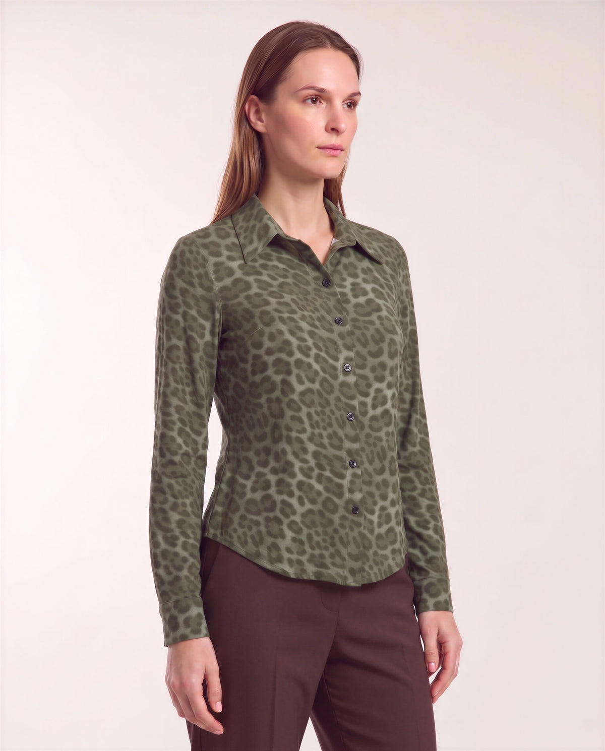 SCARLET LEOPARD SAGE WOMEN'S MERINO JERSEY LONG-SLEEVE SHIRT