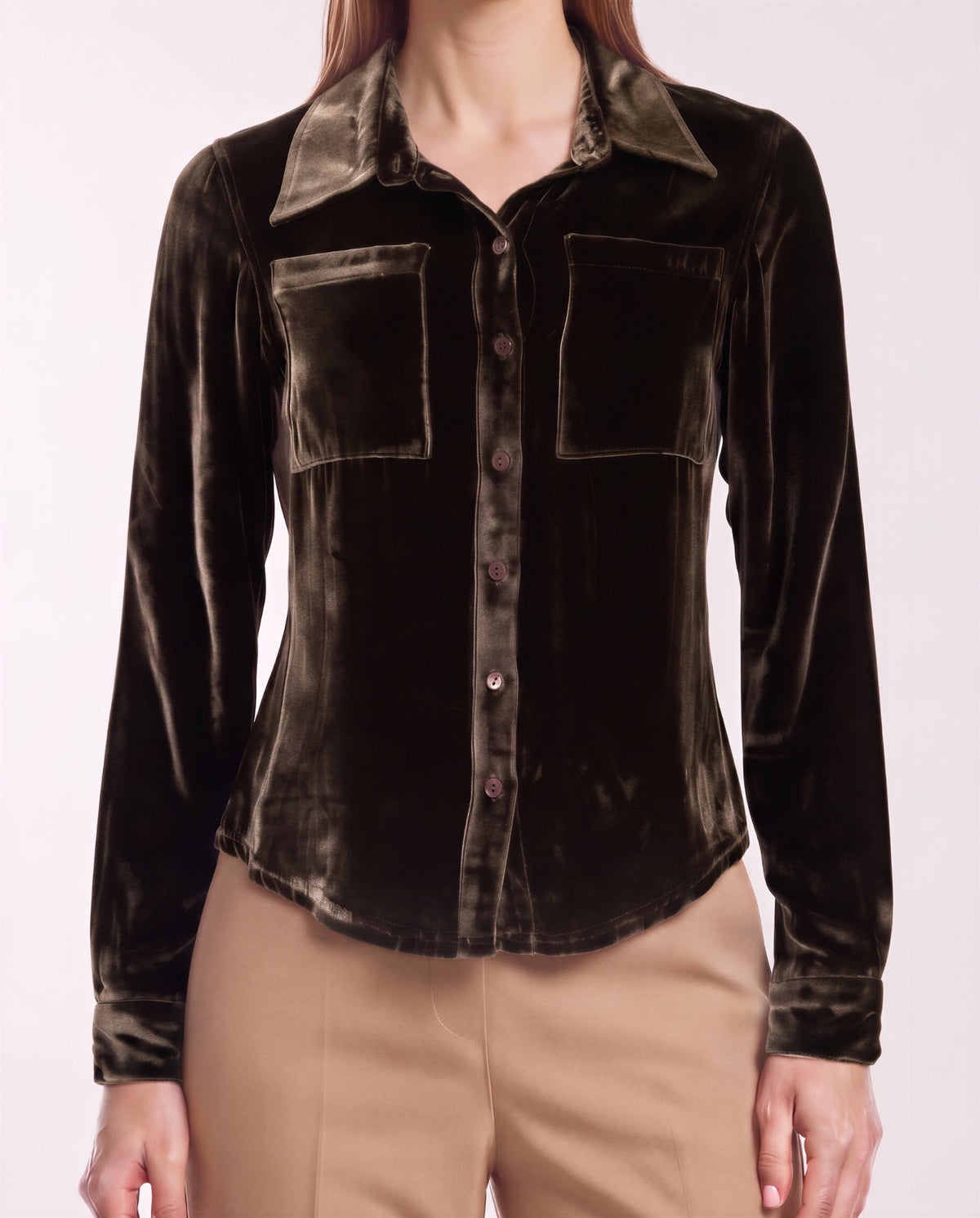 SYLVIA BROWNIE WOMEN'S VELVET LONG-SLEEVE SHIRT