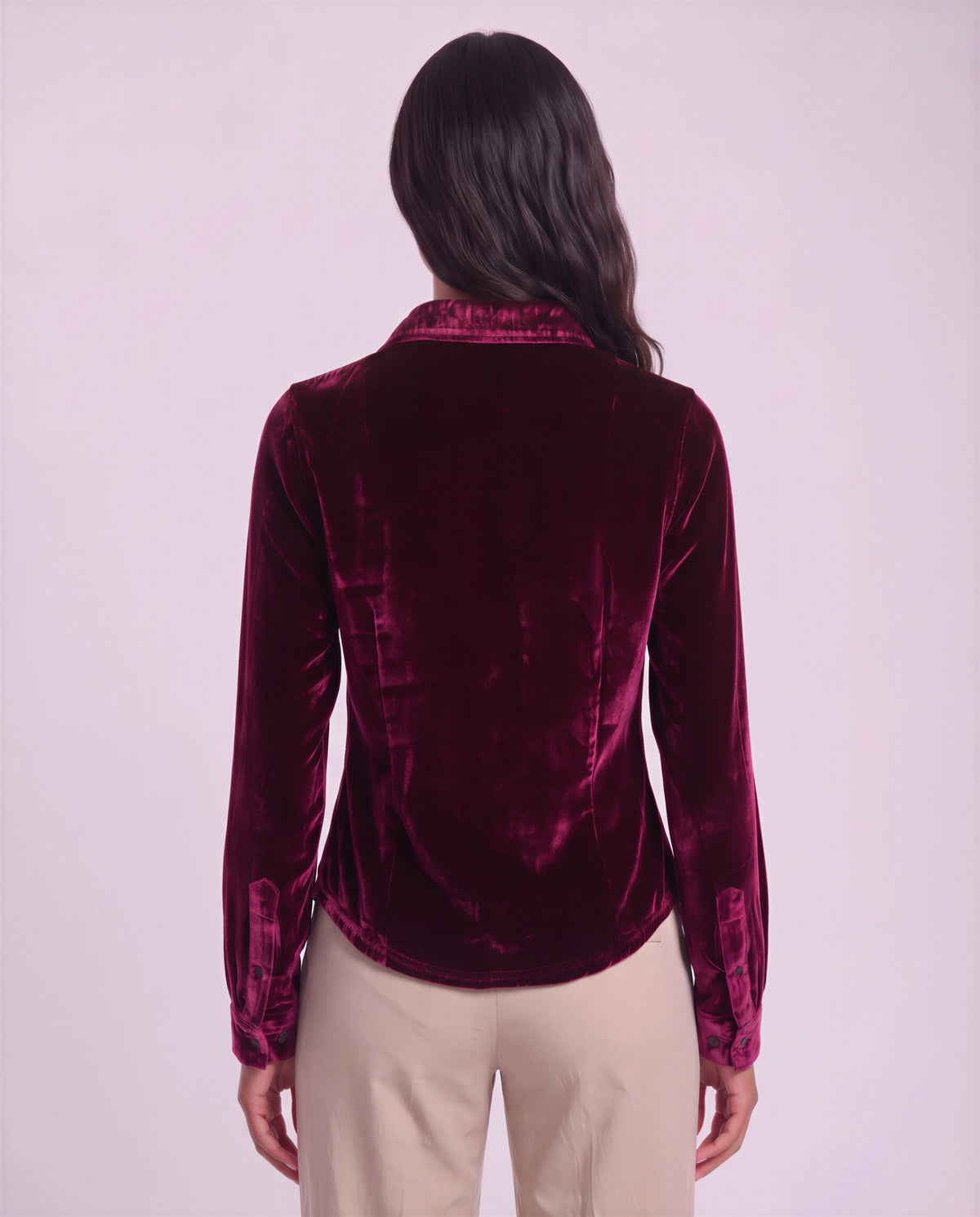 SYLVIA PORT WOMEN'S VELVET LONG-SLEEVE SHIRT
