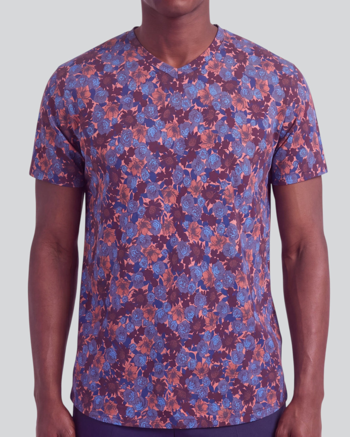 MAZE TERNBERG FLORAL AMBER MEN'S STRETCH COTTON V-NECK TEE