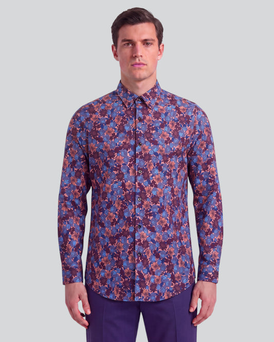 SIMON TERNBERG FLORAL AMBER MEN'S STRETCH JERSEY LONG-SLEEVE SHIRT