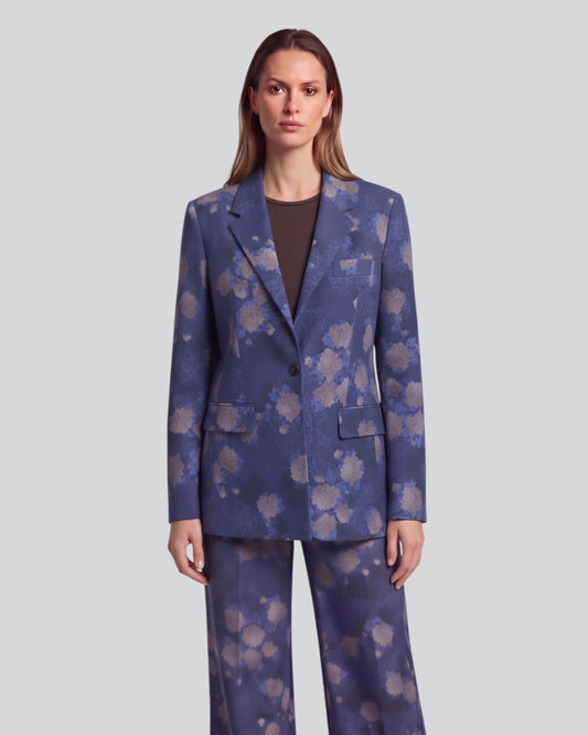 JANE LANS FLORAL NAVY WOMEN'S STRETCH TENCEL TAILORED JACKET