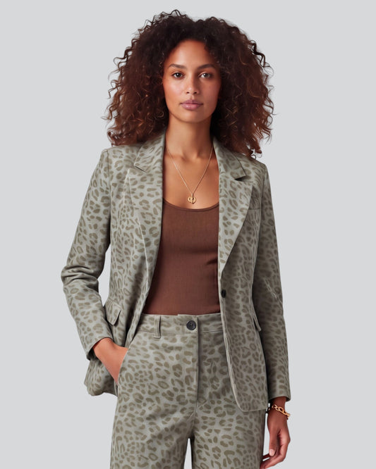 JOLENE LEOPARD SAGE WOMEN'S VELVET TAILORED JACKET