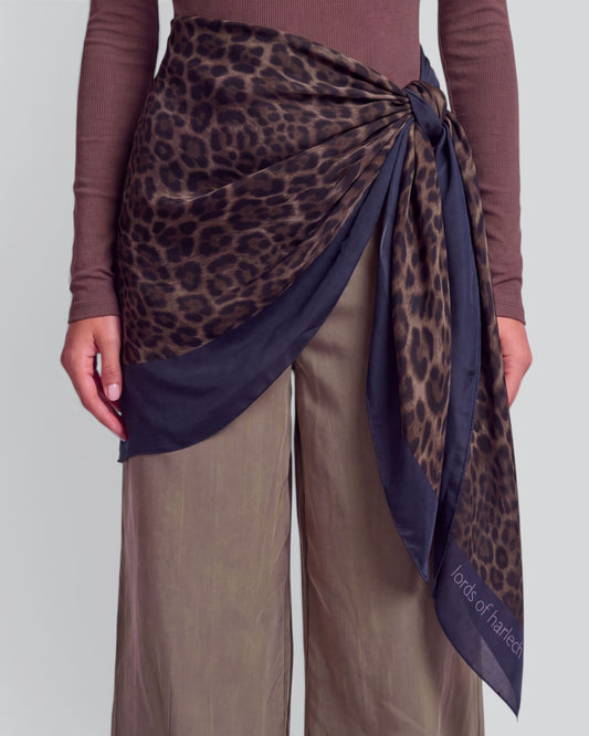 SAPPHIRA LEOPARD BROWNIE WOMEN'S SILK WRAP SCARF