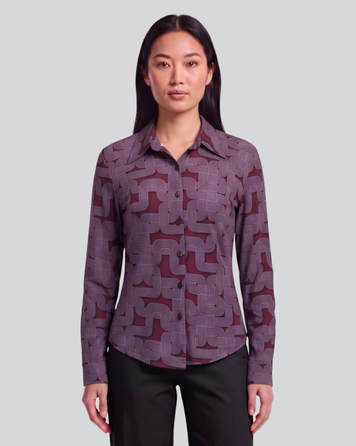 SCARLET BLONS GEO PORT WOMEN'S MERINO JERSEY LONG-SLEEVE SHIRT