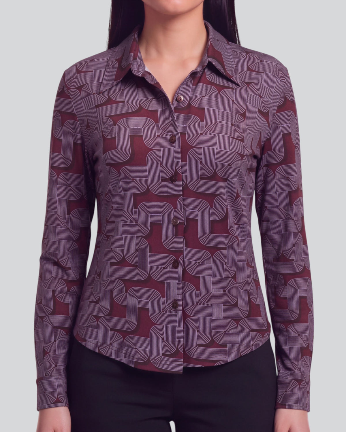 SCARLET BLONS GEO PORT WOMEN'S MERINO JERSEY LONG-SLEEVE SHIRT