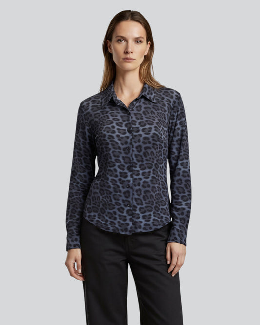 SCARLET LEOPARD SMOKE WOMEN'S MERINO JERSEY LONG-SLEEVE SHIRT